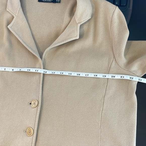 Lauren Ralph Lauren Black Label Cotton Blend Knit Blazer Jacket Tan Size 1X - Picture 14 of 15